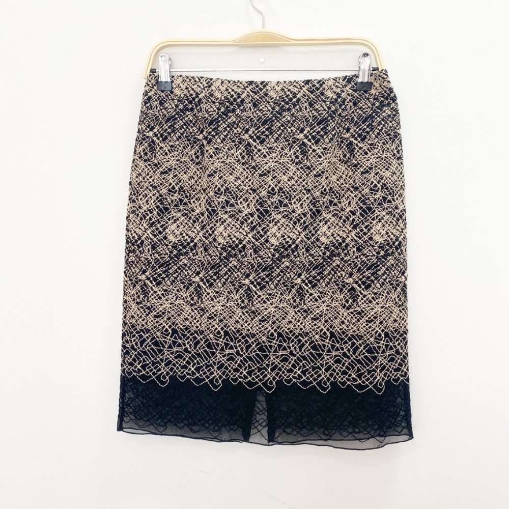 Worth Black & Tan Printed Skirt Size 4